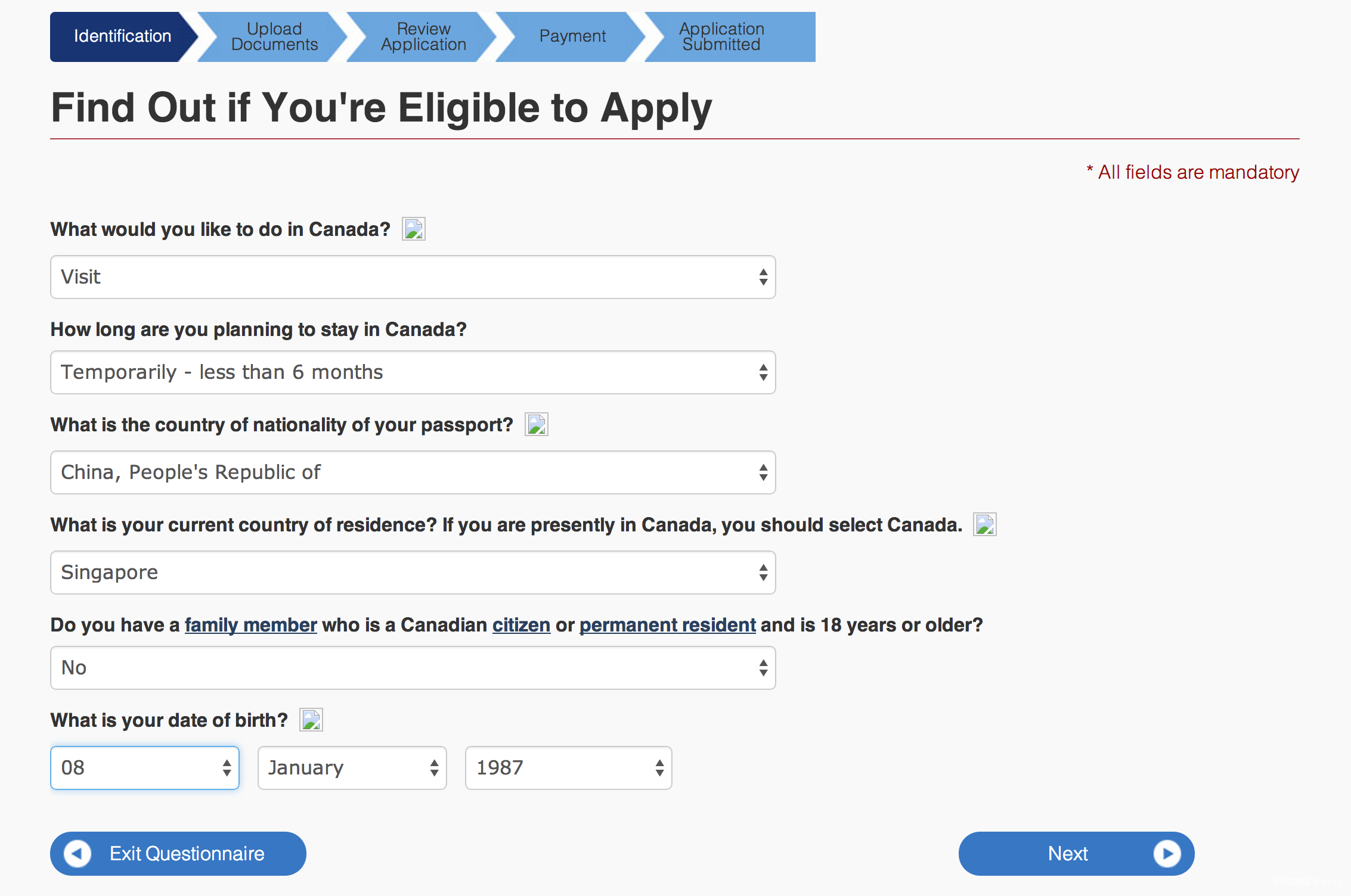 加拿大旅游签证归档- 新加坡眼