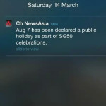 喜大普奔!为庆祝SG 50,8月7日多放一天公共假期!