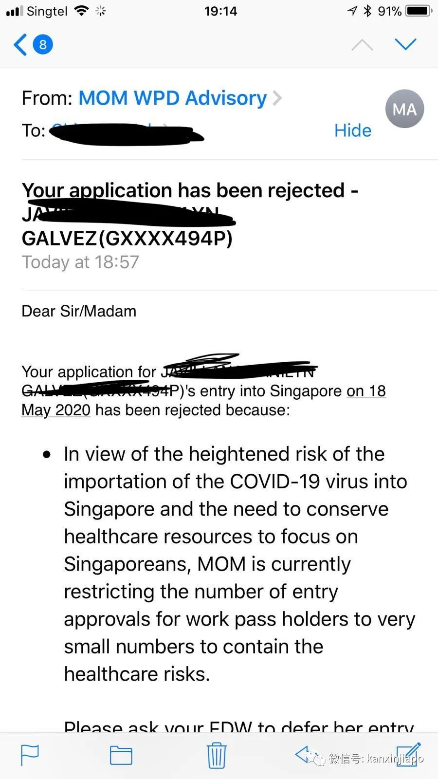 新增XX，总计|八万工作准证申请极少被批，到了解禁时还能回来新加坡工作