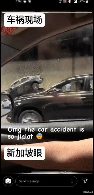 新加坡驚人5車連環車禍,意外事故再度飙升