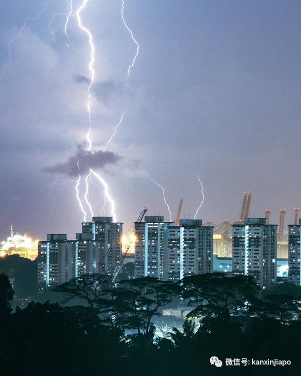 新加坡连夜大雨，花样闪电演绎特效大片