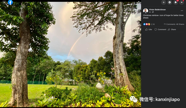 新加坡佳節祥瑞雙彩虹！從副總理到外長，全島都在拍照