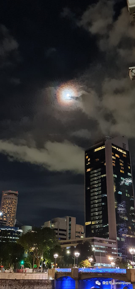 梦幻月晕！新加坡昨晚出现“吸血鬼”月亮