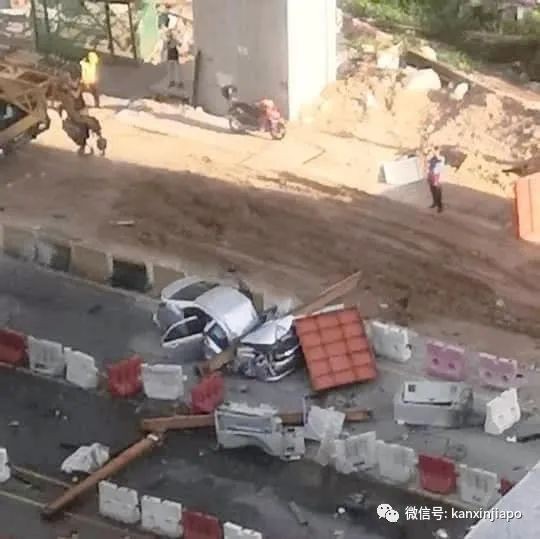 高架桥铁架从40米高空坠下，砸死途径轿车内三名中国籍客工