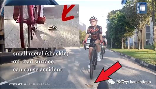 脚踏车骑行者遭金属物体绊倒！差一秒就会被巨型卡车碾过……