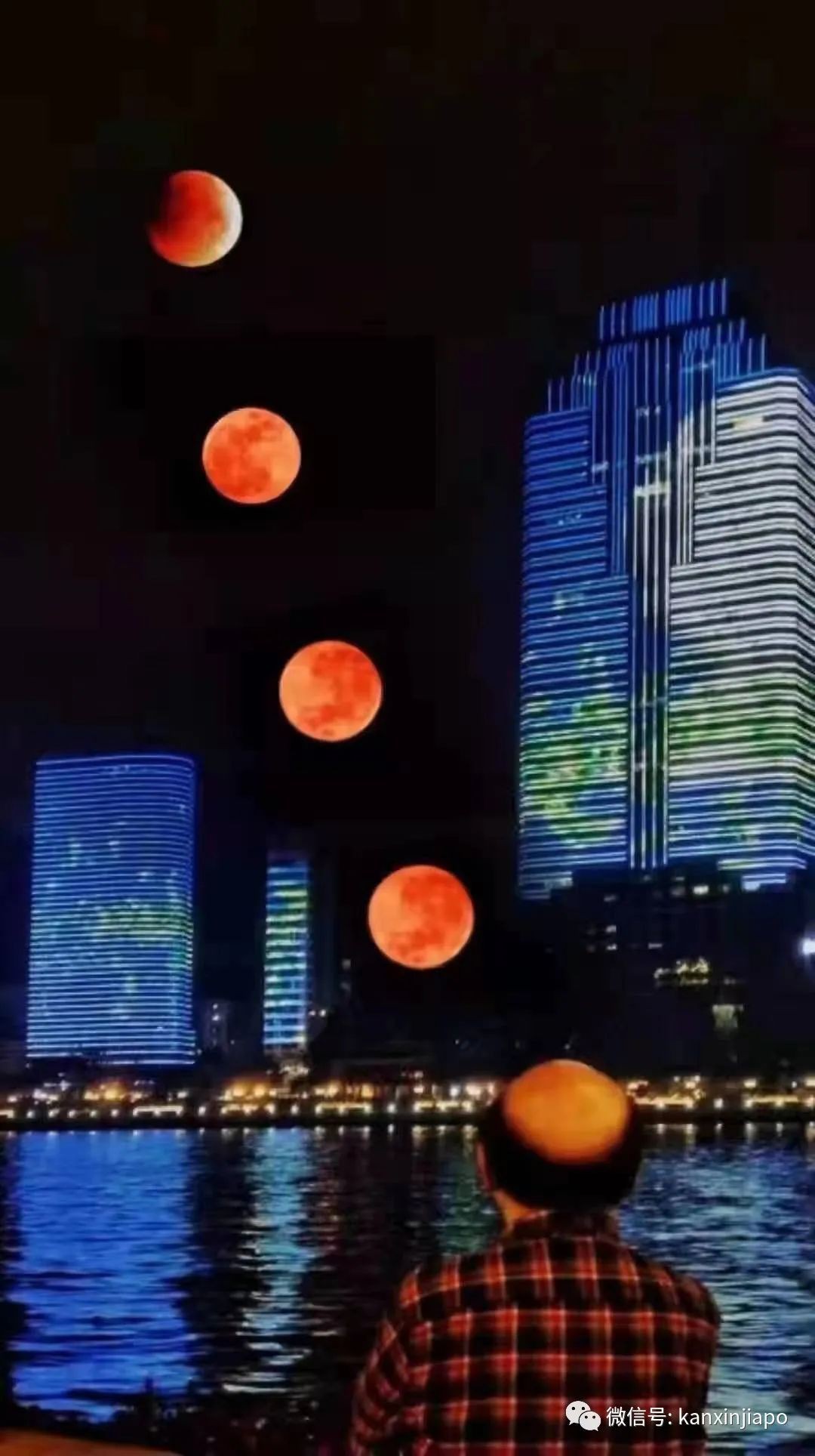 “超级血月”现身新加坡夜空，高清大图请查收～