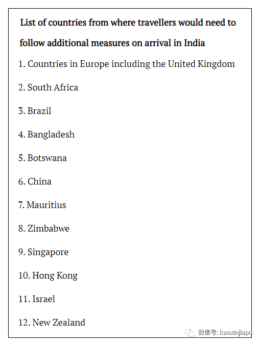 印度对中国、新加坡等12国家与地区提出严格入境检疫要求