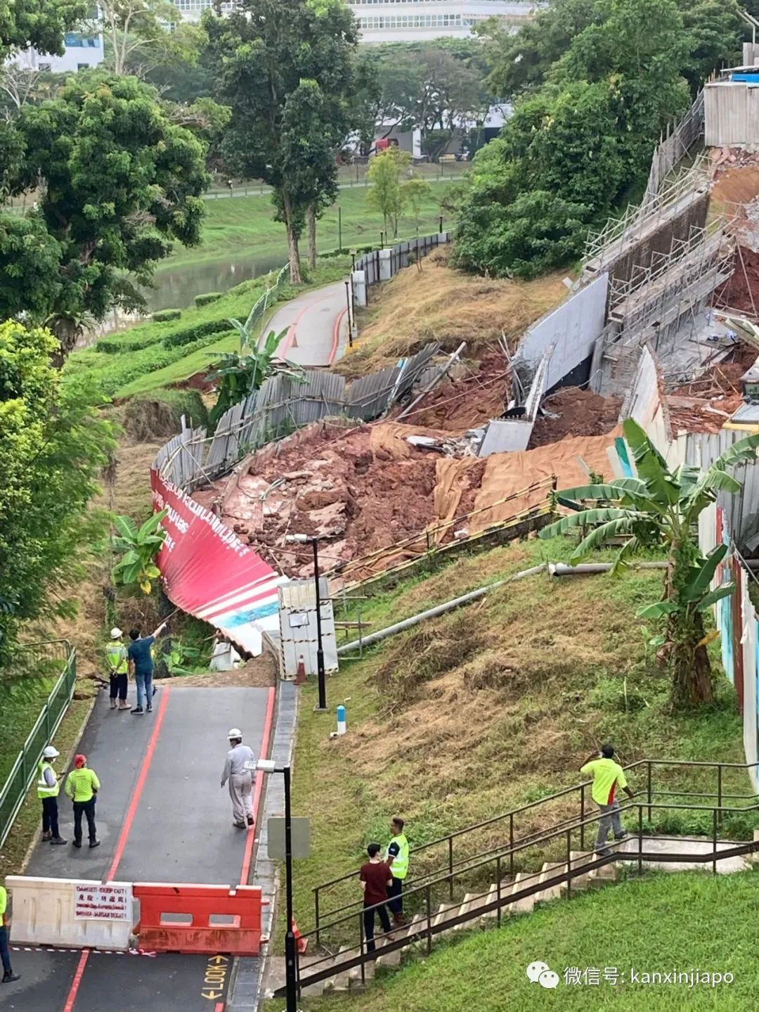 金文泰在建组屋工地发生严重土崩,道路塌方,一人受伤