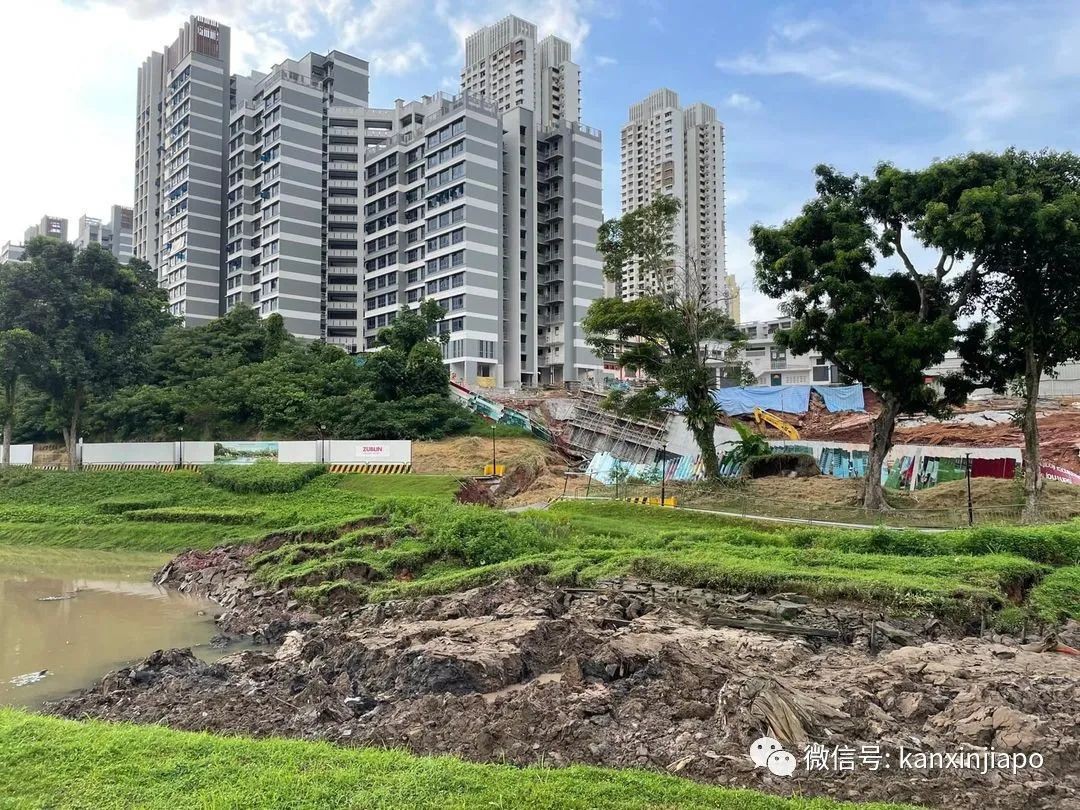 金文泰在建组屋工地发生严重土崩,道路塌方,一人受伤