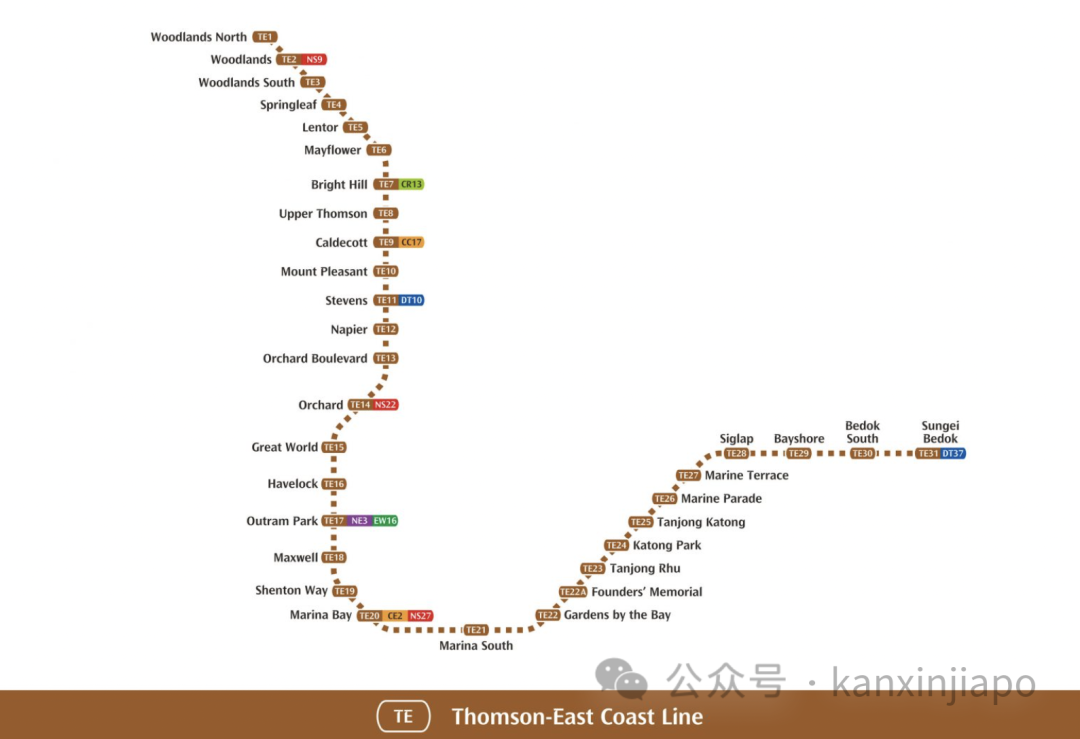 终于有地铁到东海岸了！新加坡棕线更多站点信息曝光