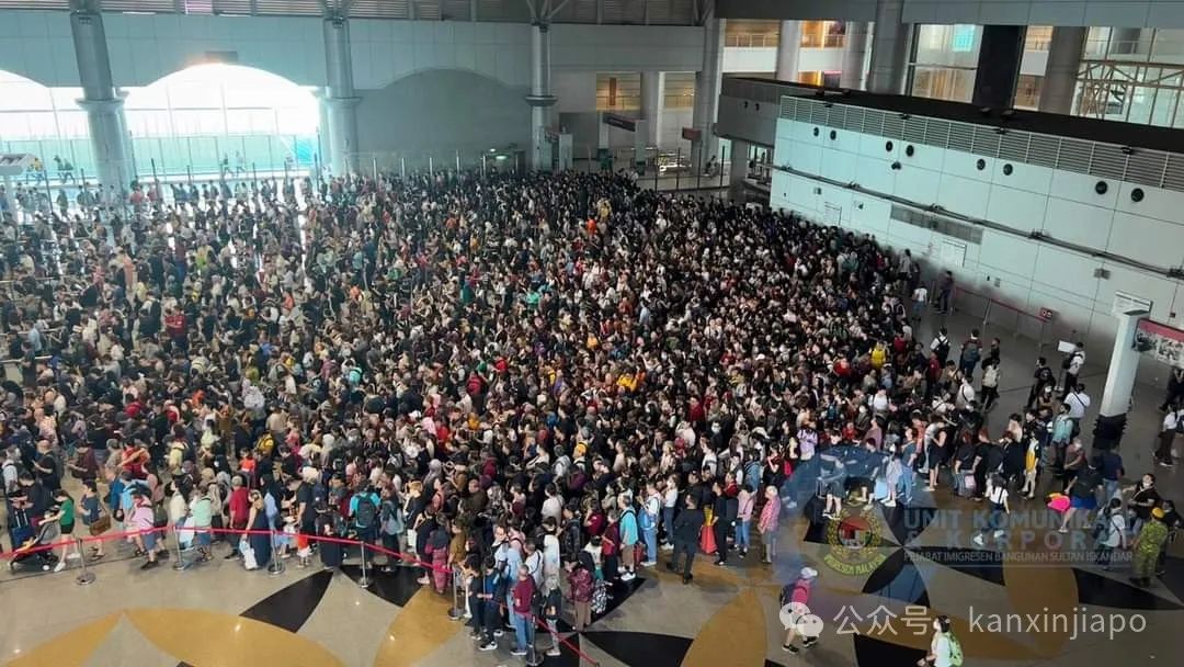 新马关卡实况!从新加坡去马来西亚要3小时过关,出入境大厅挤爆了