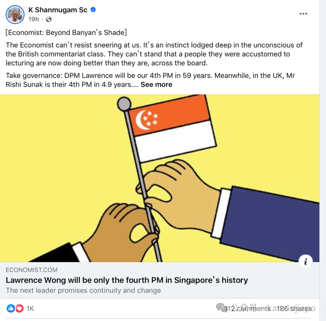 黄循财不是新加坡第四代领导人的首选？尚穆根发文反击英国