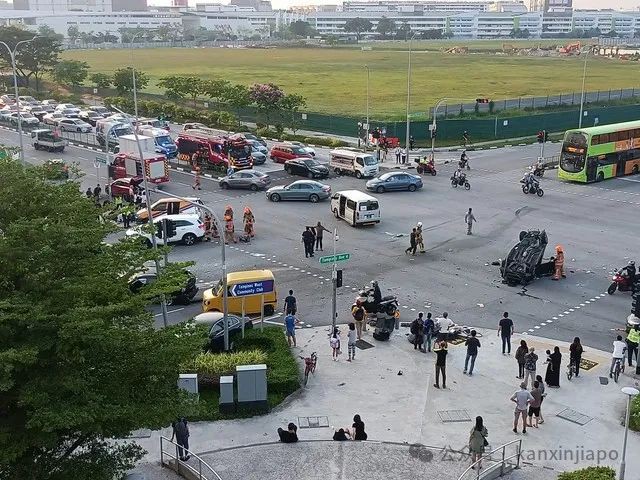 新加坡今晨发生2死6伤恐怖车祸,疑似因超速超车+闯红灯所致