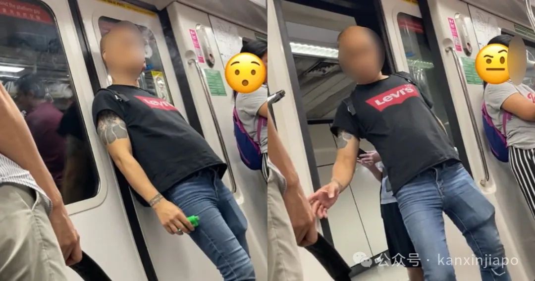 神态怪异，疑似嗑药！新加坡一男子公然在地铁上抽电子烟
