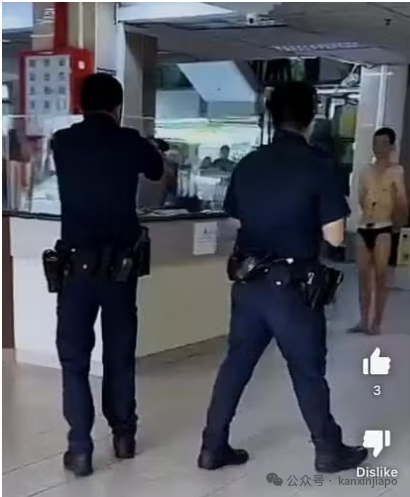 新加坡一商场惊现持刀“内裤男”，警察迅速制伏