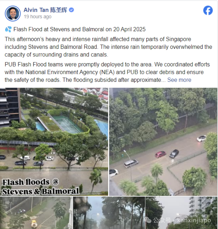 新加坡2小时强降雨达半个月雨量!富人区淹成河,豪车被泡报废