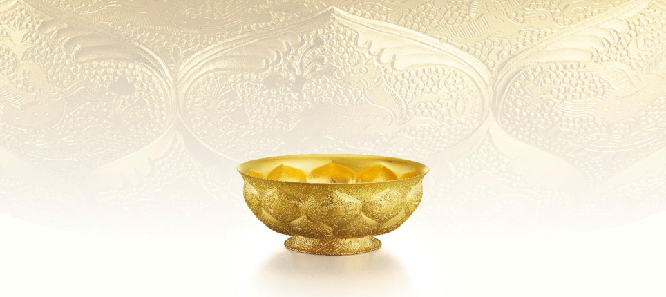 老铺黄金花鸟纹金碗