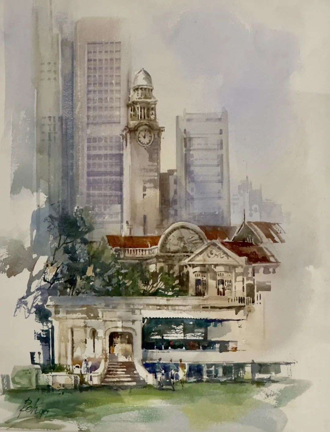 新加坡河、小印度、板球俱乐部...水彩大师白荣盛《时代印迹》画展带你重游经典