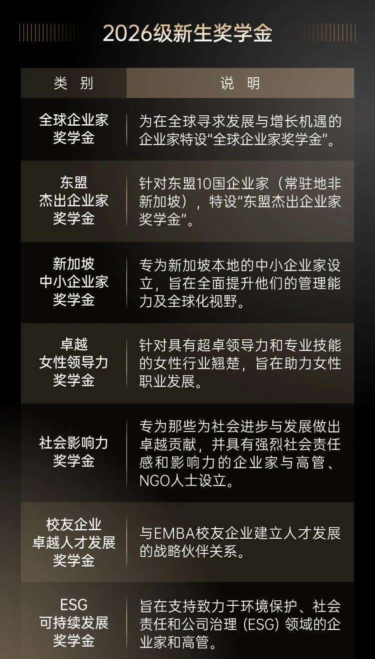 投资自己,就是最好的投资|新加坡国立大学2026级EMBA硕士学位课程招生简章