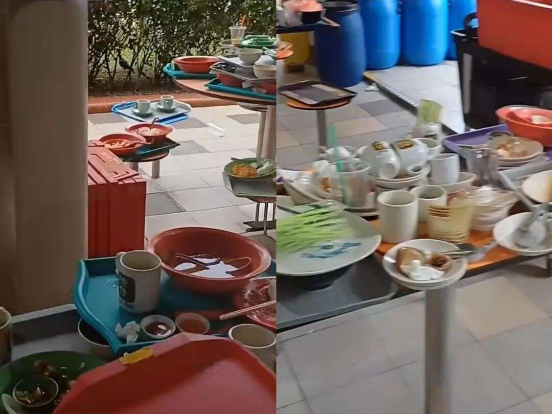 午餐高峰“碗碟随处乱放”?新加坡小贩中心这一幕,把大家看懵了