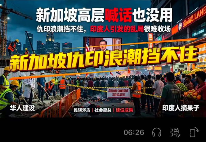 疯传:新加坡仇印爆发,7%印度人占31%高管职位,局面彻底失控!